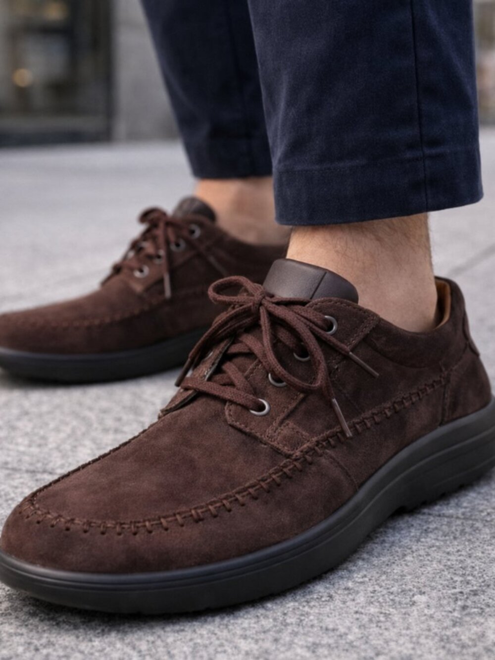 ECCO Men’s Brown Nubuck Moc Toe Comfort Lace-Up Shoes EU 42 US 8–8.5